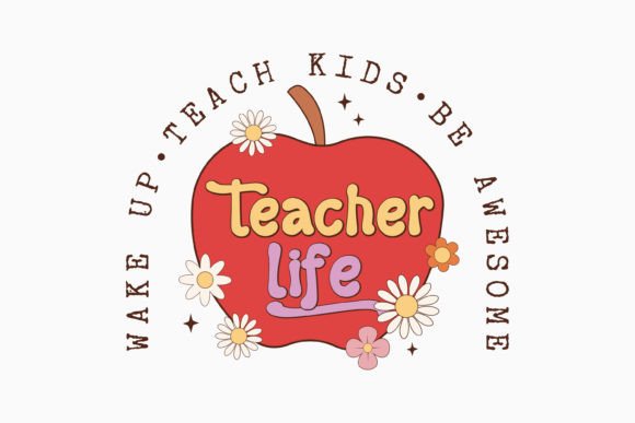 Retro Teacher Quote SVG Apple Flower